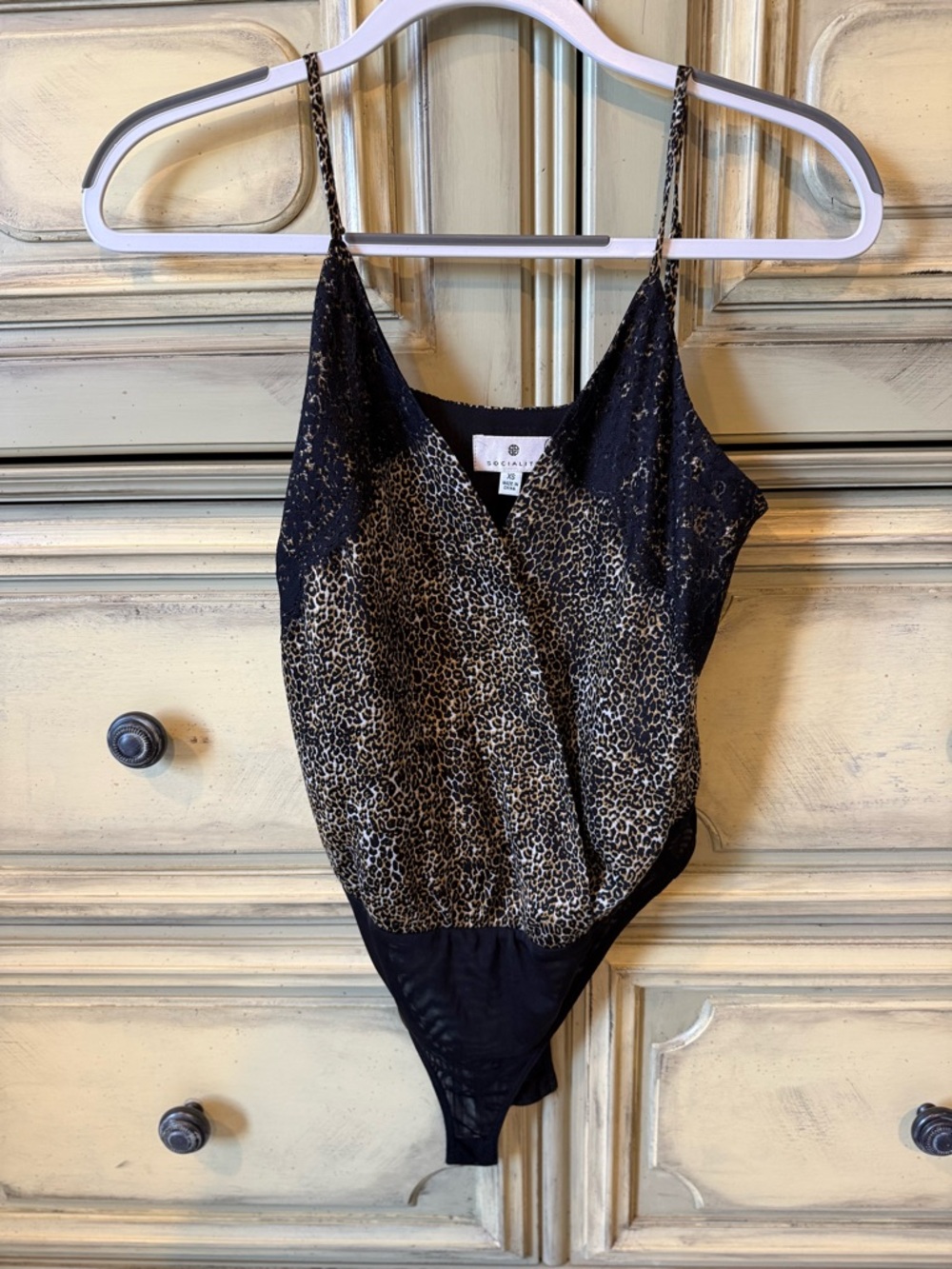 Socialite Black and Leopard Print Girls One-Piece